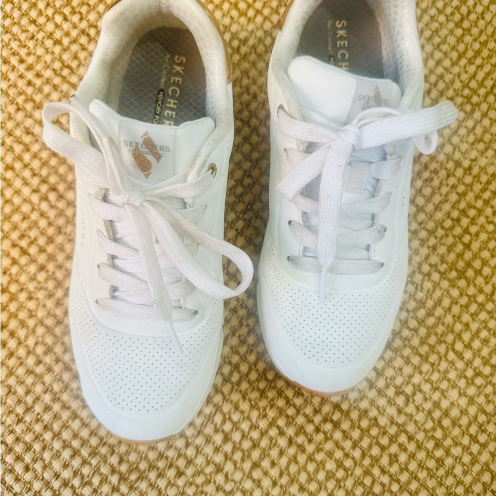 Skechers kids Classic White Lace-Up Sneakers. Great condition
